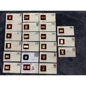 21 Unsealed  22kt Gold Stamp Replica 1st Day of Issue Collection